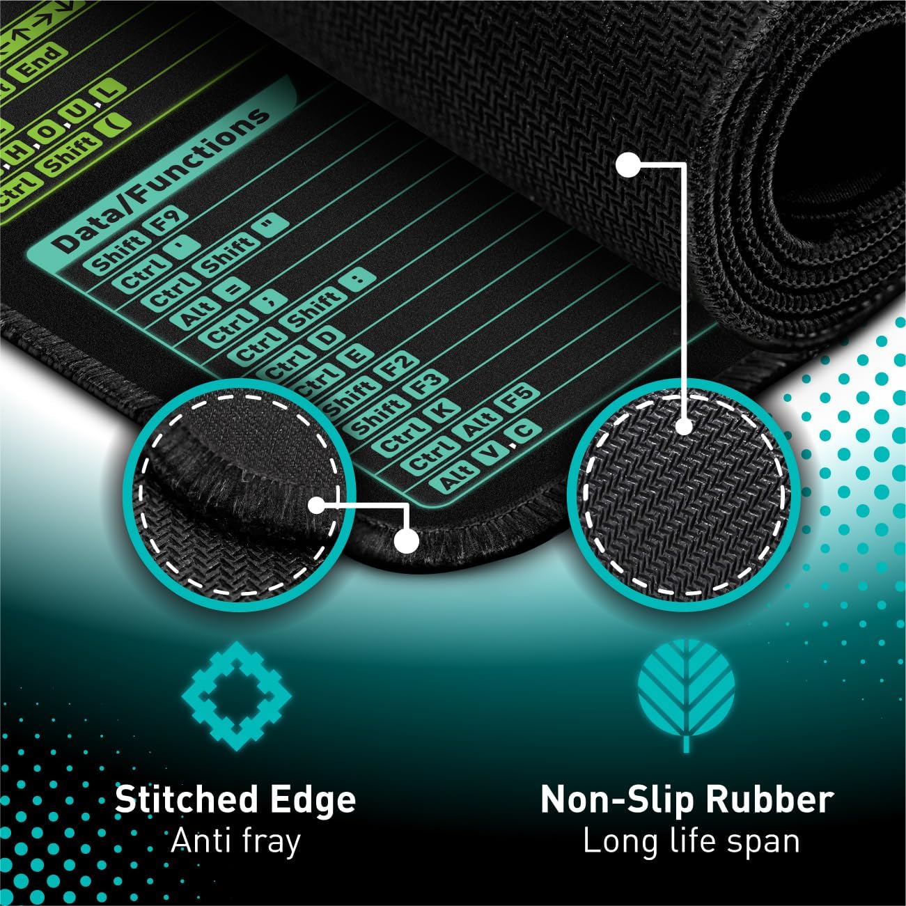 PixieCube Excel Shortcuts Mouse Pad XL Size, 80 x 30 cm