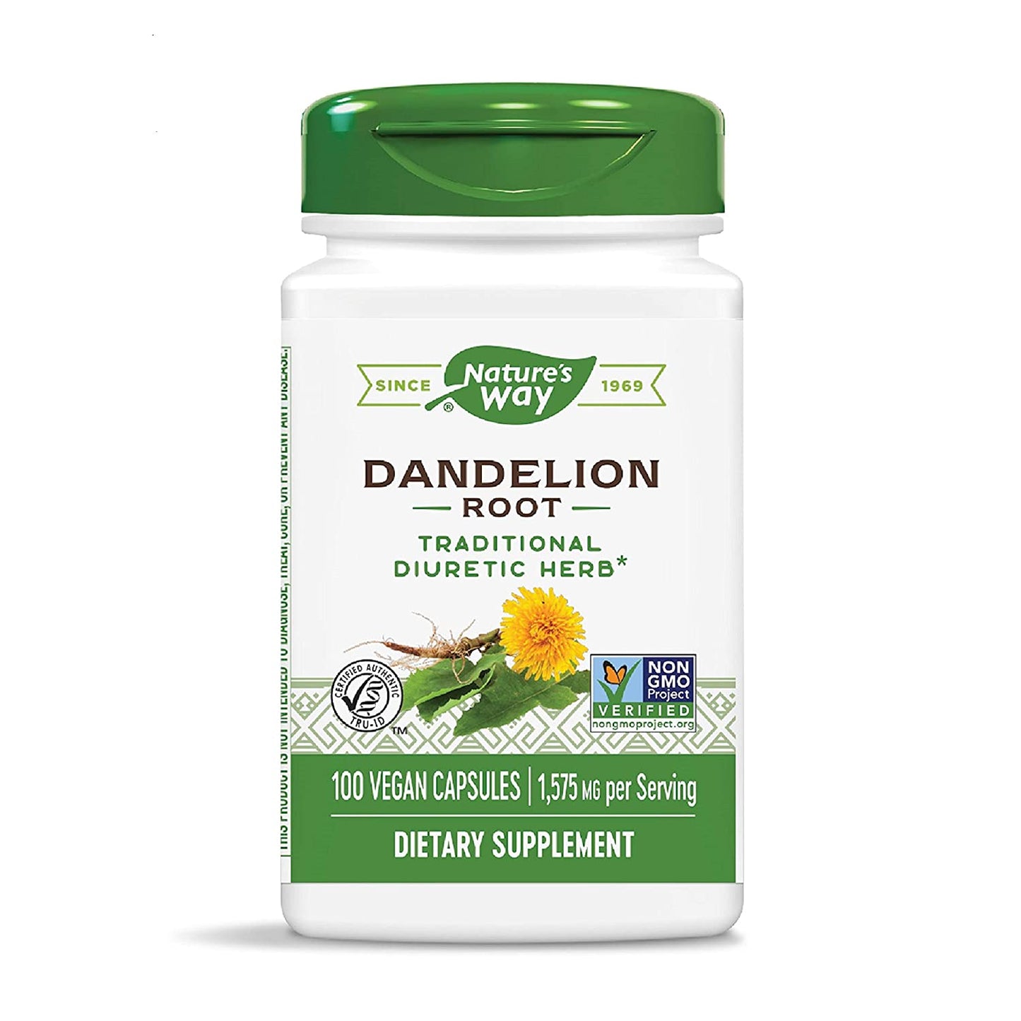 Nature's Way Dandelion Root, 1,575 mg Per Serving Non-GMO, Gluten Free, Vegetarian, 100 Capsules
