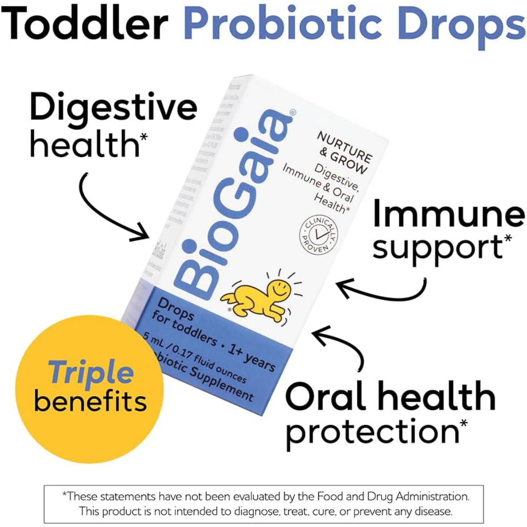 BioGaia Nurture & Grow Probiotic Supplement Drops for Toddlers, 1+, 5 ml / 0.17 oz