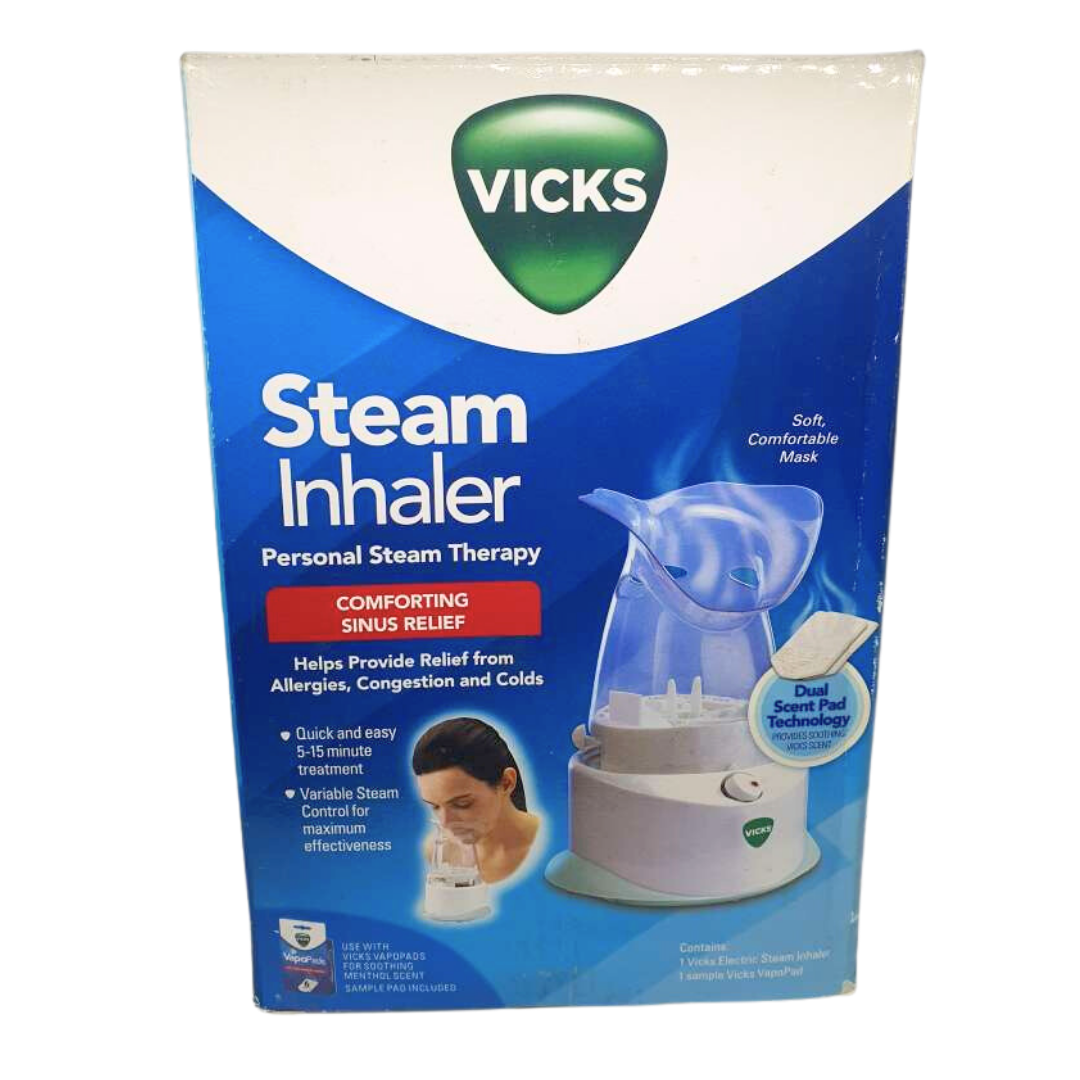 Vicks Steam Inhaler Personal Steam Therapy with Soft Comfortable Mask Dual Scent Pad Technology 120V