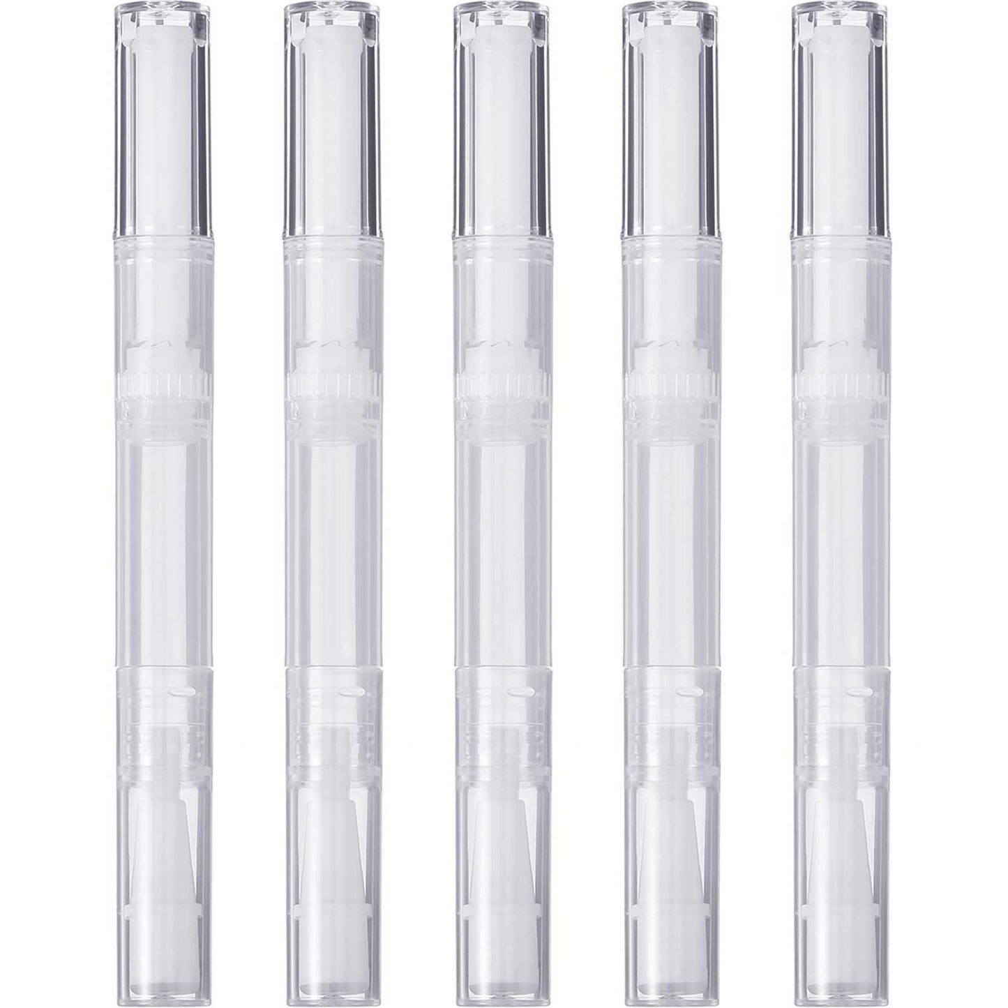 Maxdot 3 ml Empty Nail Oil/Lip Gloss Container Pen with Brush Tip, Transparent, 5 Pieces