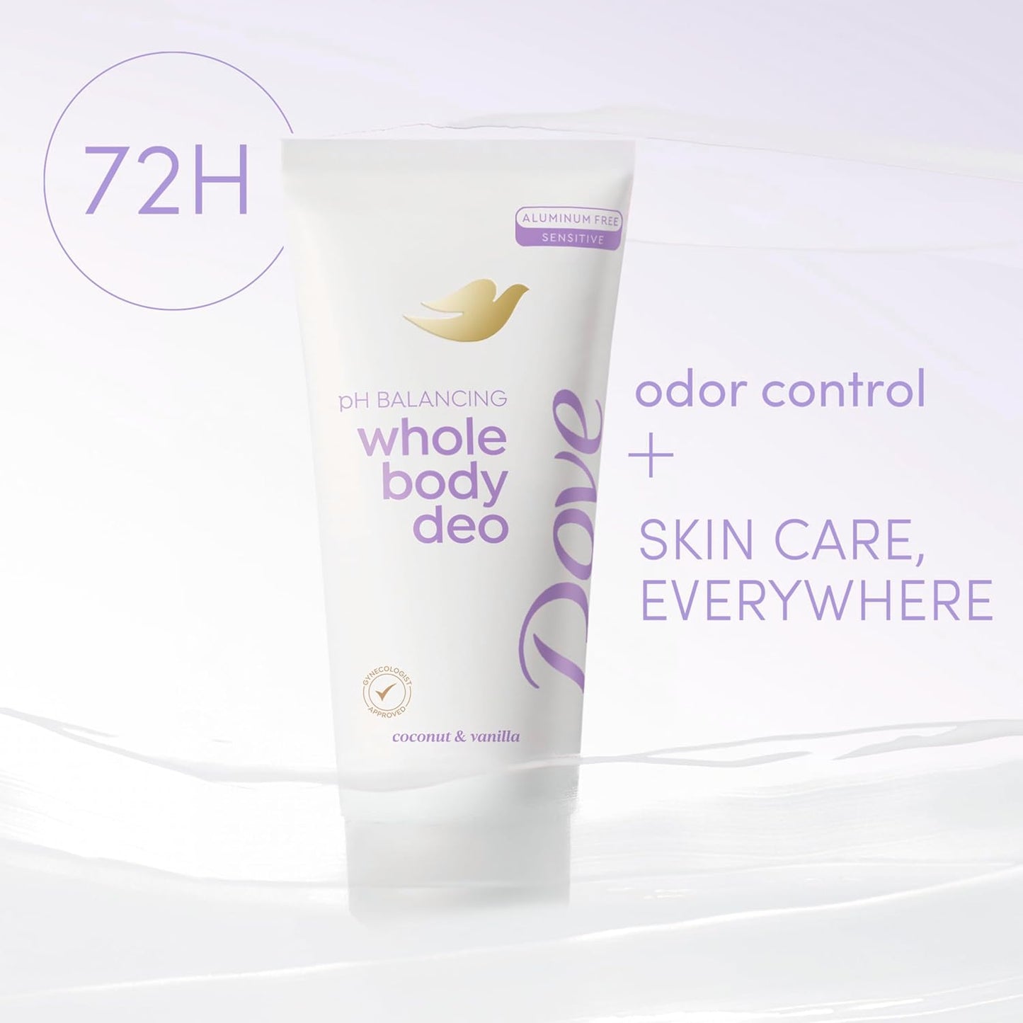 Dove Whole Body Deo Invisible Cream for Odor Ontrol Coconut & Vanilla, 73 ml / 2.5 fl oz