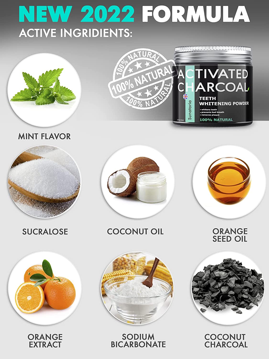 Sunatoria Activated Charcoal Teeth Whitening Powder, 2 Fl Oz