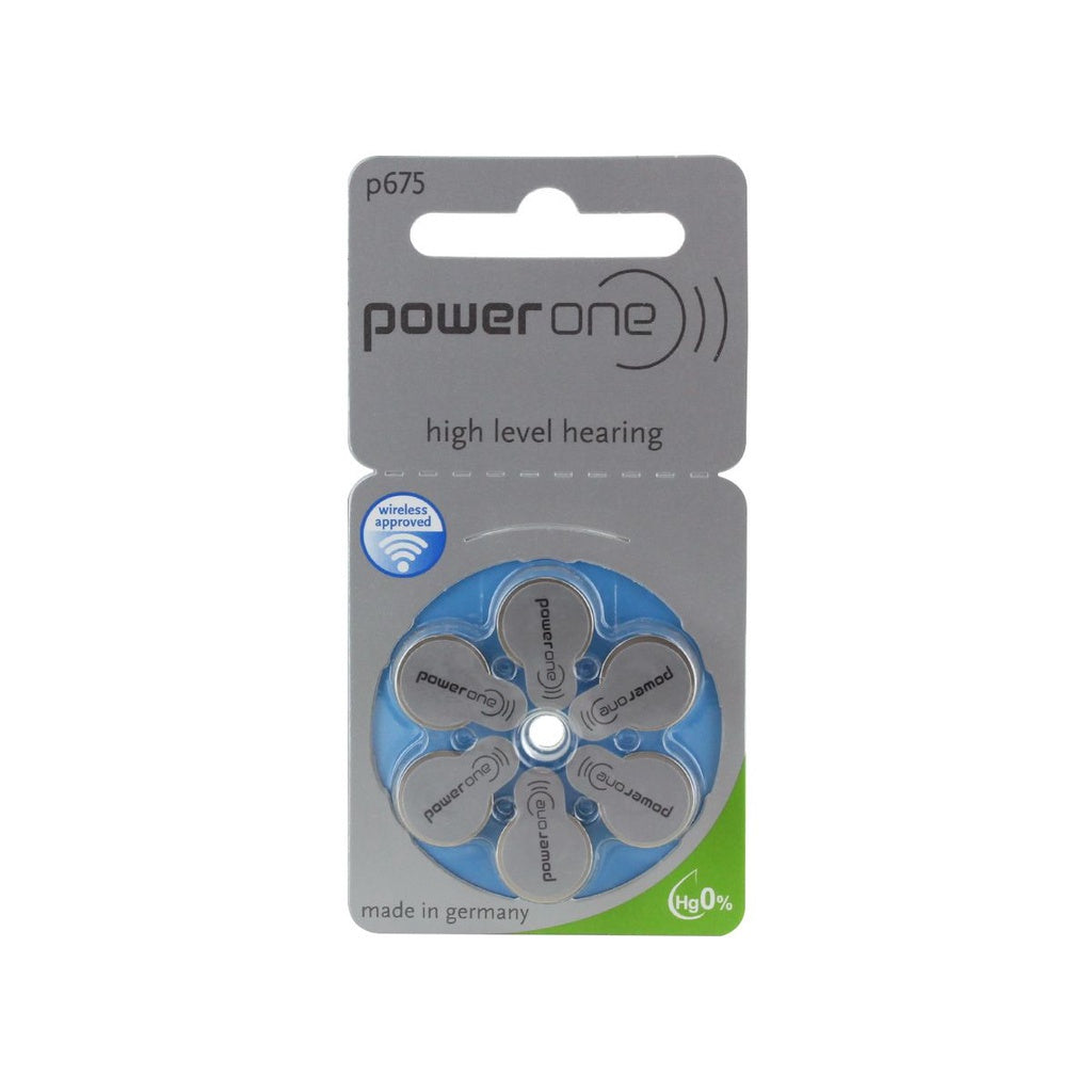 Power One Mercury Free Size p675 Hearing Aid Batteries, 6 Pack