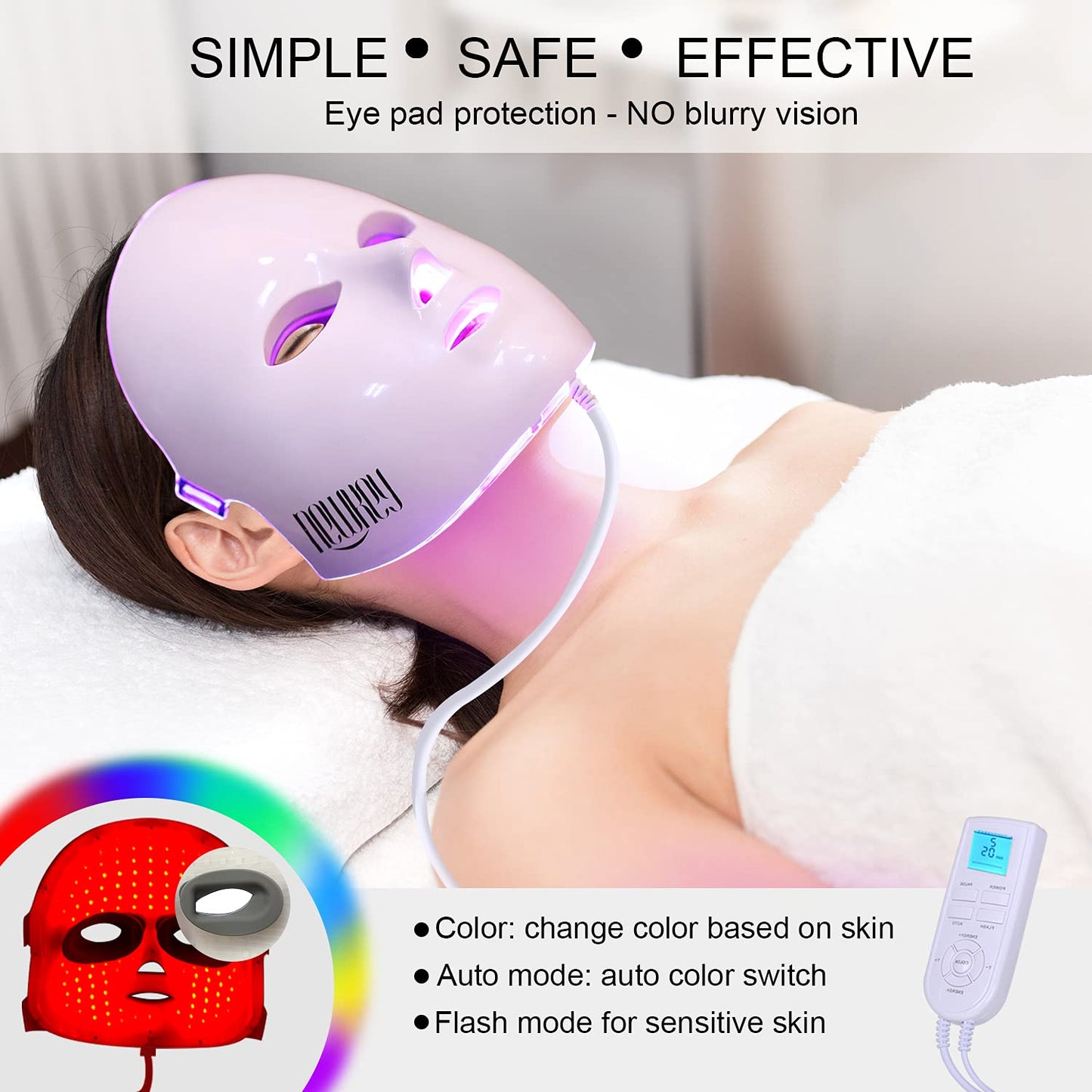 NEWKEY LED Facial Skin Care Beauty Mask Light Therapy for Acne & Wrinkle Reduction