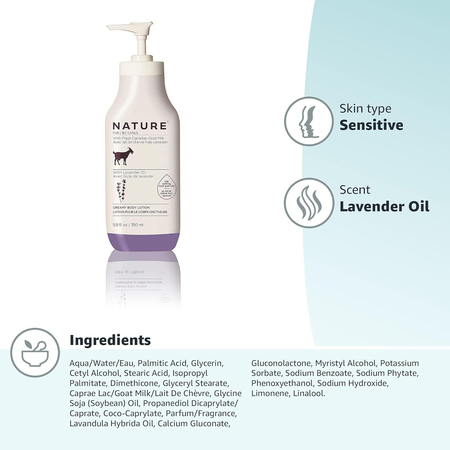 Nature By Canus Canadian Goat Milk With Lavender Oil Hypoallergenic Body Lotion, 11.8 fl oz / 350 mL