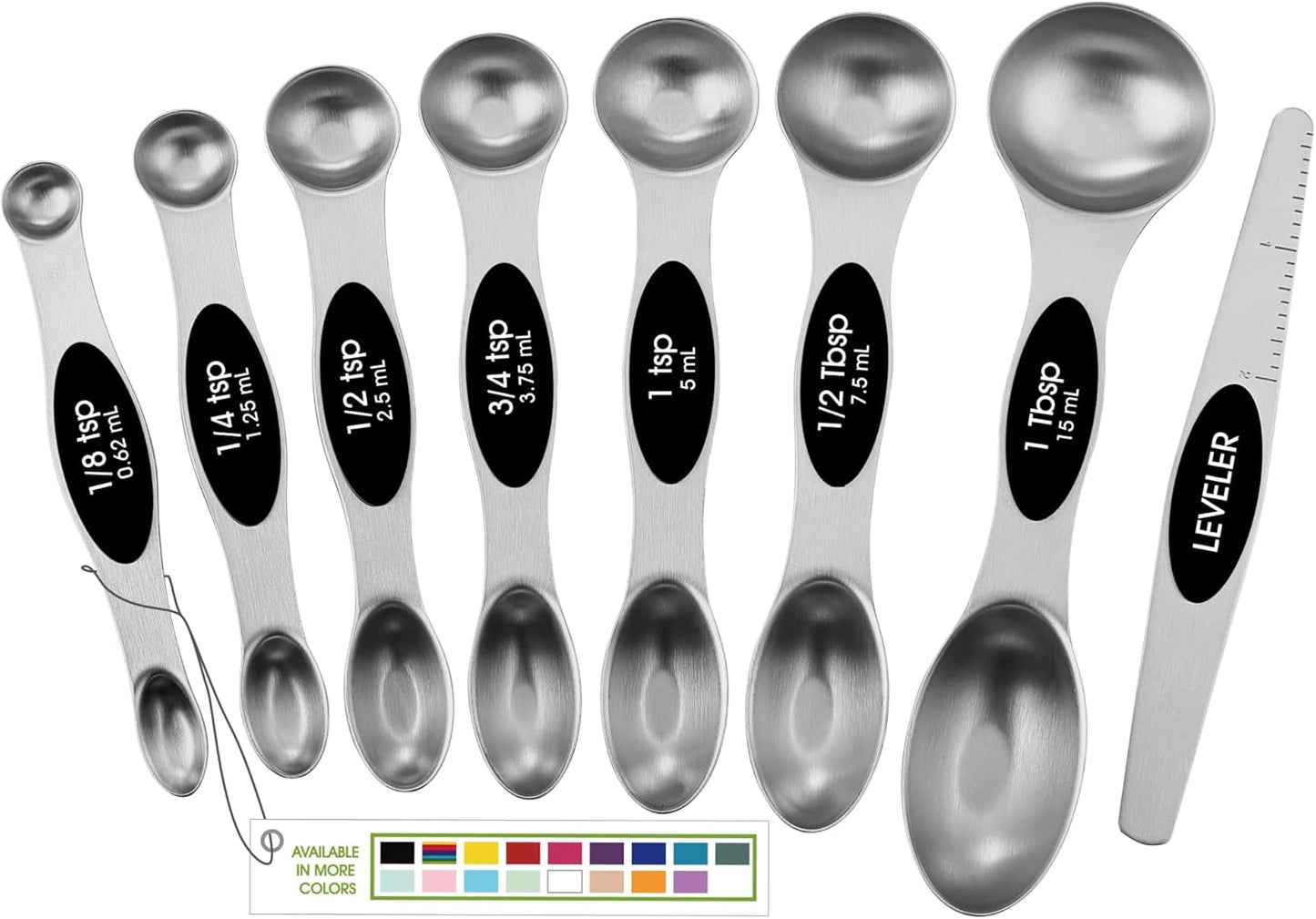 Spring Chef Magnetic Measuring Spoons Set of 8 With Leveler, Black