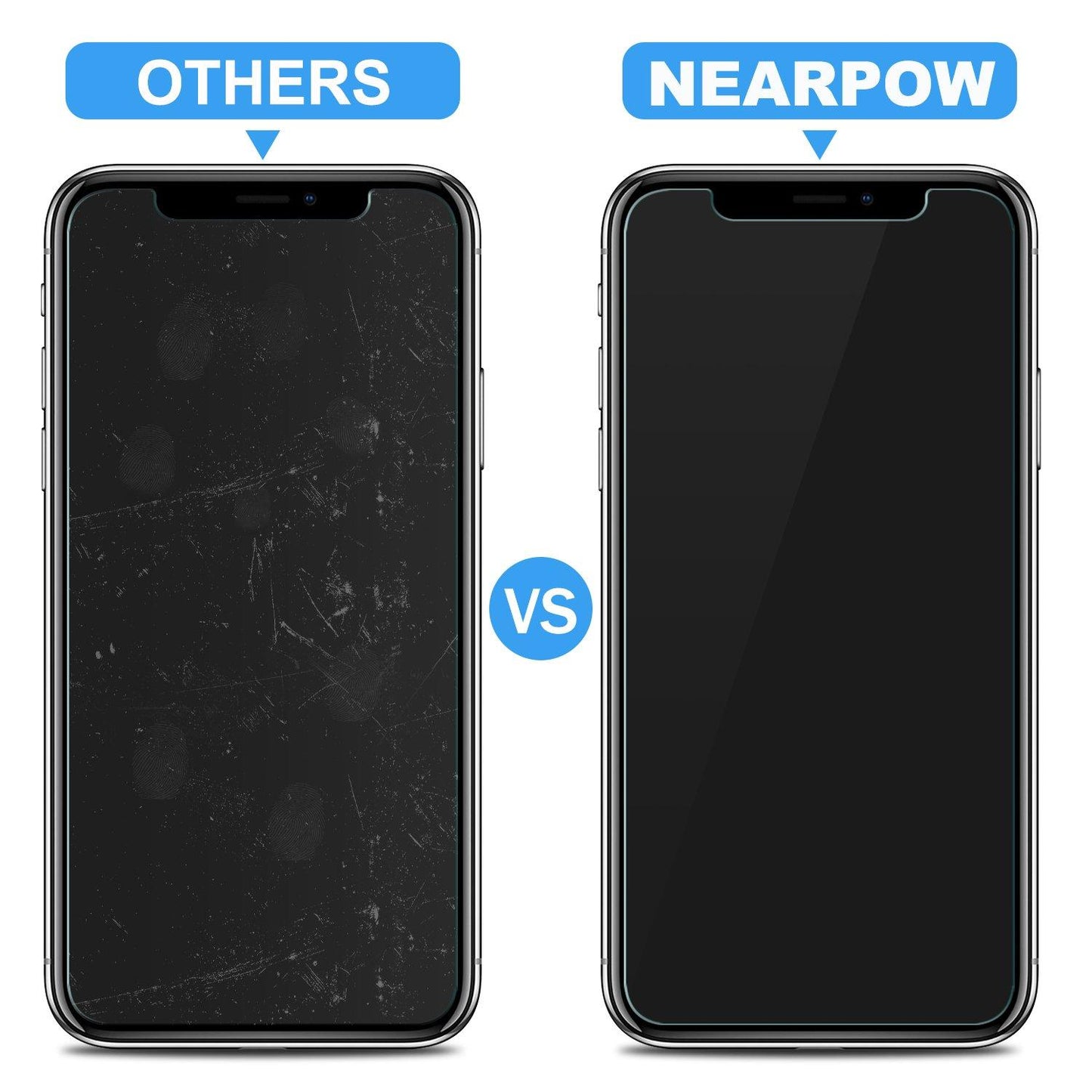 NEARPOW Tempered Glass Screen Protector, 3 Pack for iPhone X Screen Protector
