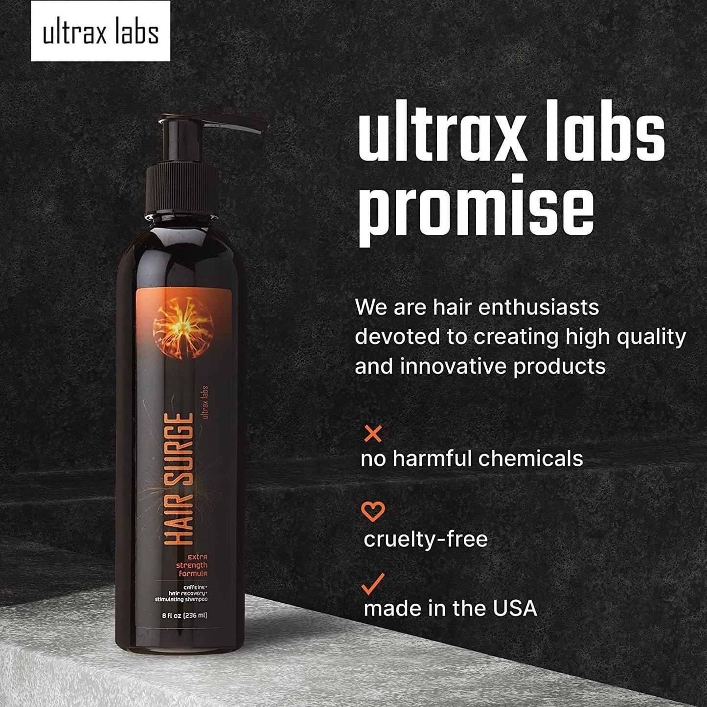 Ultrax Labs Hair Surge Extra Strength Formula Caffeine Hair Recovery Shampoo, 8 fl.oz / 236ml