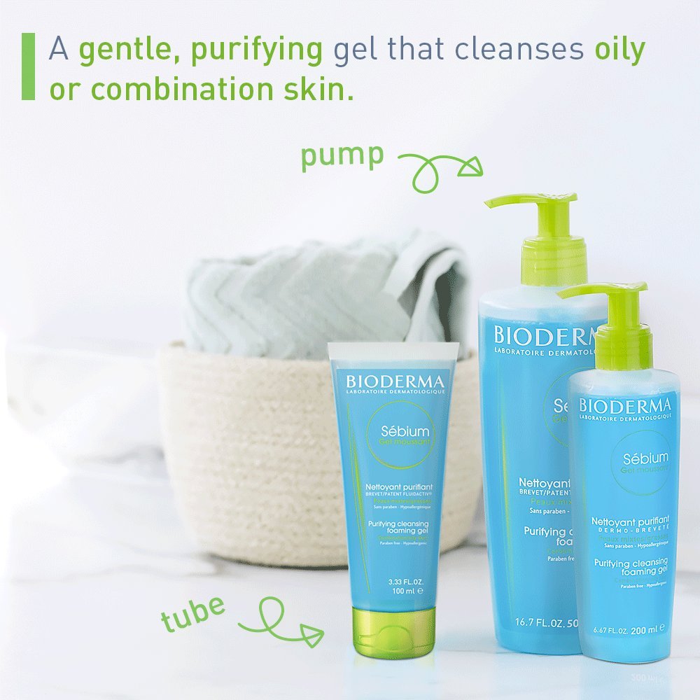 Bioderma Sebium Purifying Cleansing Foaming Gel Facial Cleanser for Combination to Oily Skin, 500 ml
