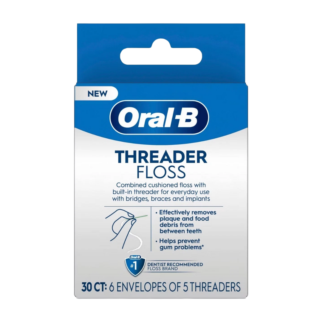 Oral-B Glide Pro-Health Threader Floss Shred Resistant Effectively Removes Plaque 30 Count