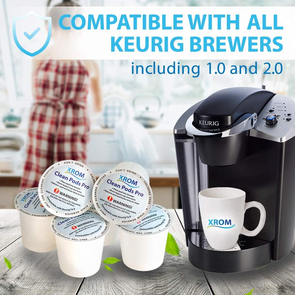 XROM Cleaning Pods Compatible With All Keurig K - Cup 2.0 Brewers, 6 Cup