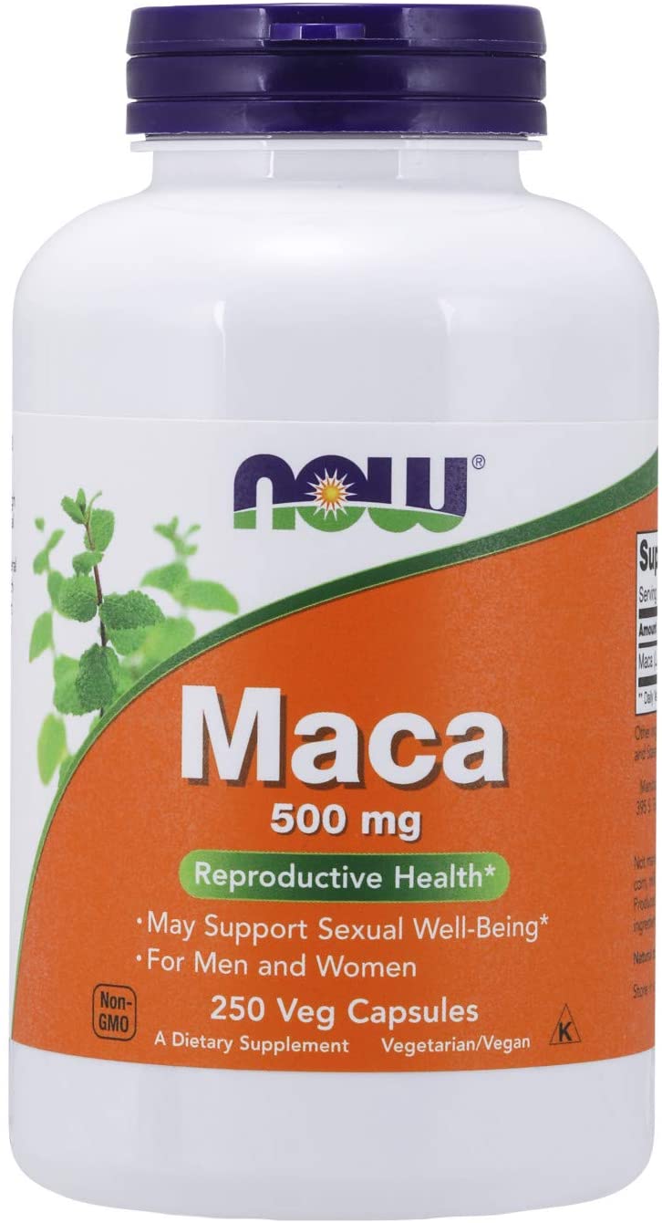 NOW Supplements Maca 500 mg, For Men and Women 250 Veg Capsules