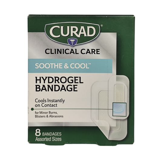 Curad Soothe & Cool Hydrogel Bandage, 8 Asstd Sizes