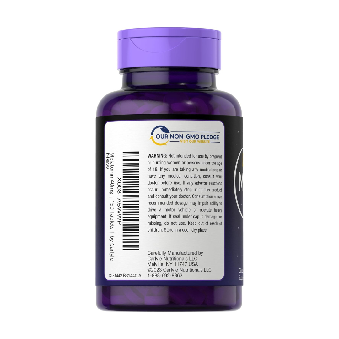 Carlyle Extra Strenght Melatonin Complex 40mg, 150 Fast Dissolve Tablets