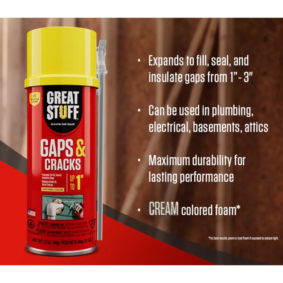 Great Stuff Insulating Foam Sealants Gaps & Cracks with Original Dispenser, 12 oz / 340 g