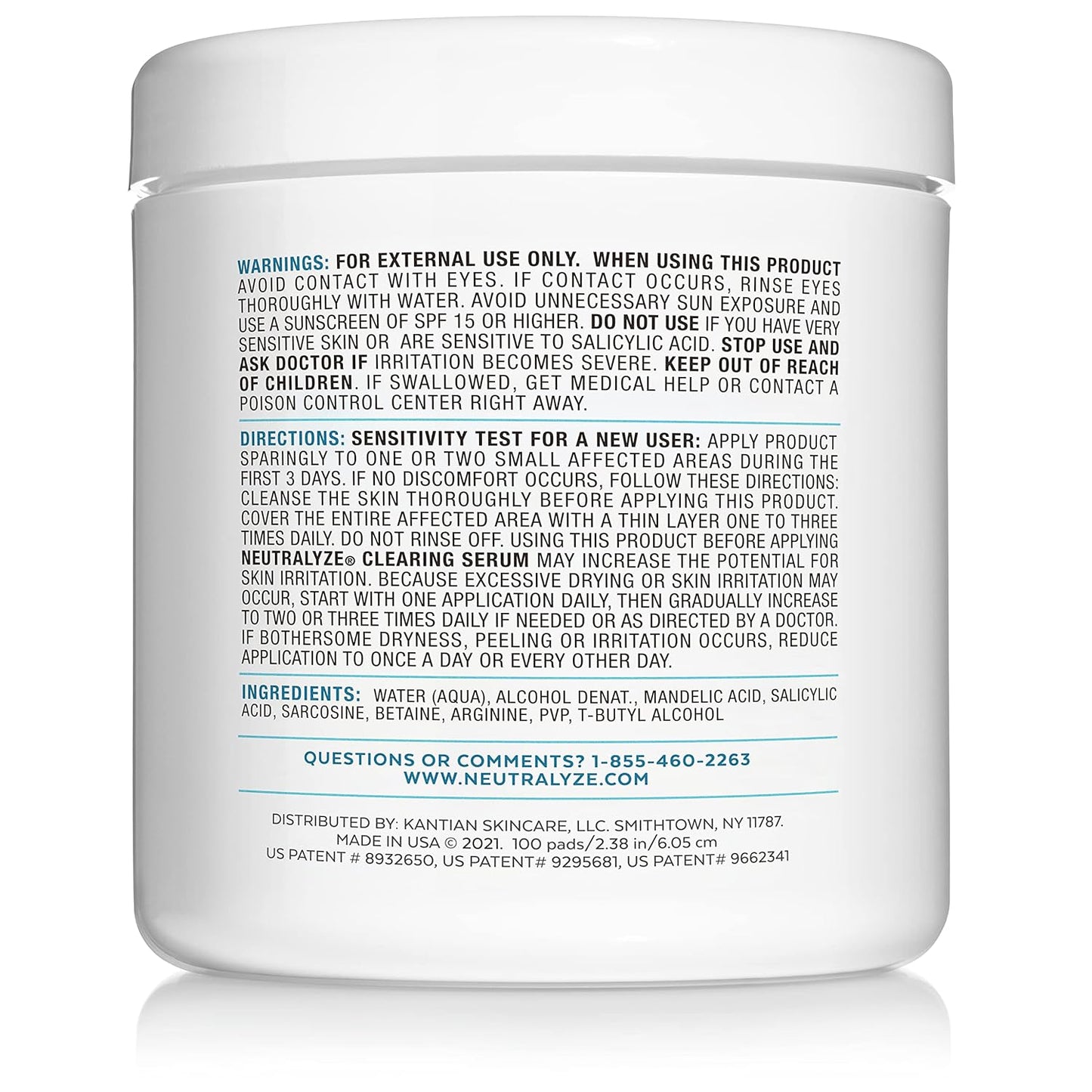 Neutralyze Exfoliating Toner Pads For Acne Prone Skin Rejuvenate, 100 Pads