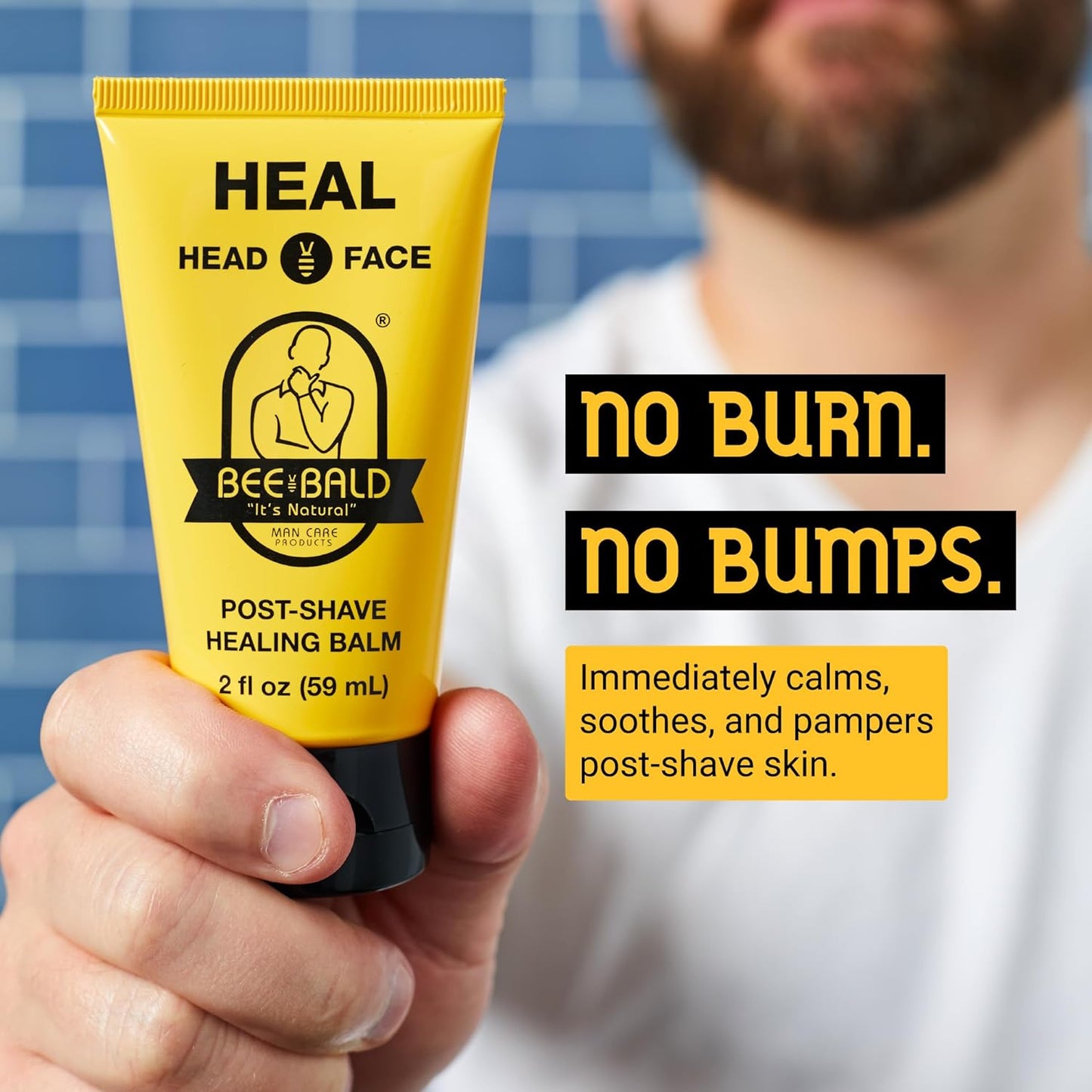 Heal Head Face Bee Bald It's Natural Post Shave Healing Balm 2fl oz / 59mL