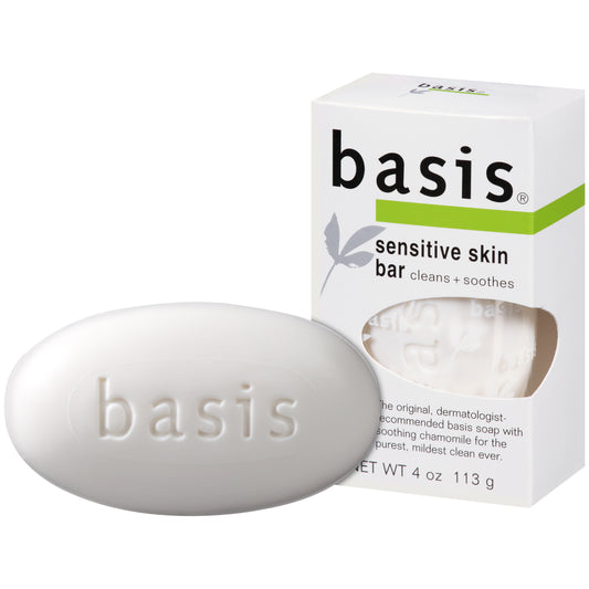 Basis Sensitive Skin Bar Soap with Chamomile and Aloe Vera, 4 oz. / 113 g