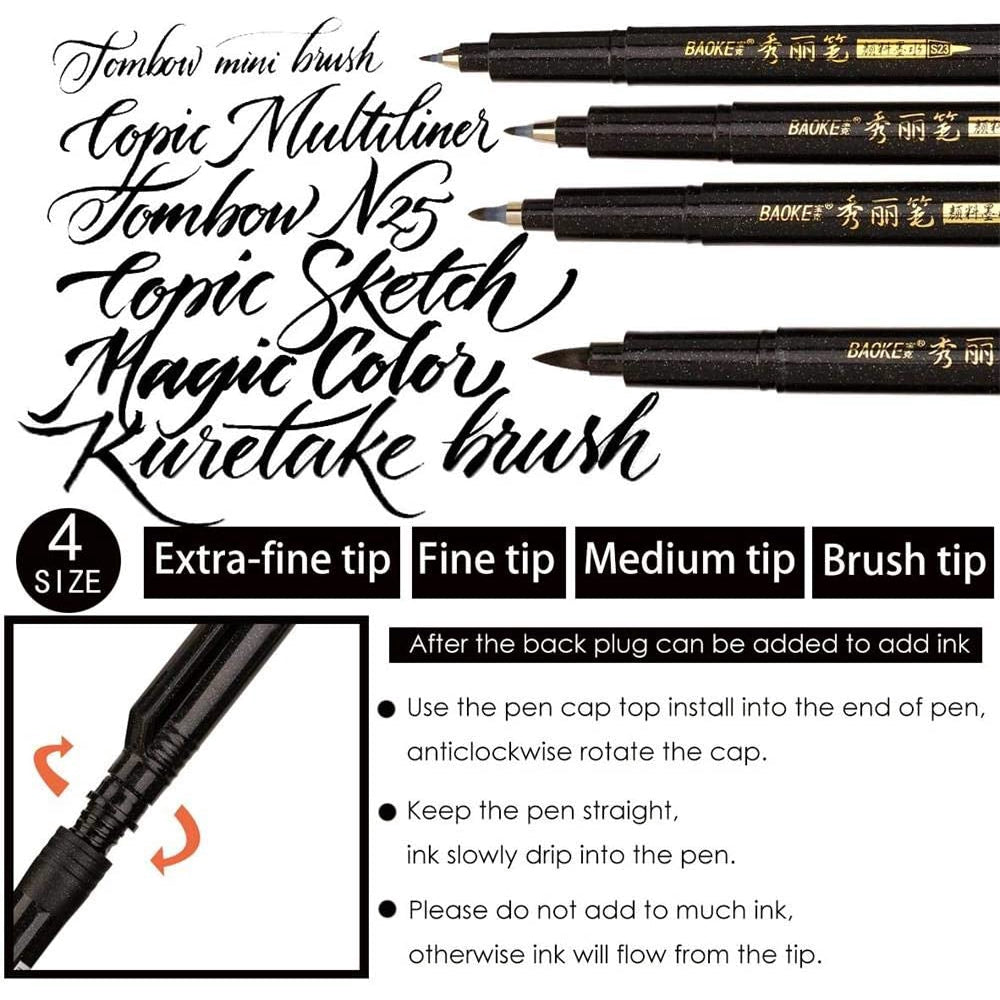 Misulove Hand Lettering Pens, Calligraphy (6 Pack)