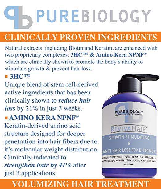 Pure Biology Reviva Hair, Growth Stimulating and Thickening conditioner 8fl.oz (PACKAGING MAY VARY)