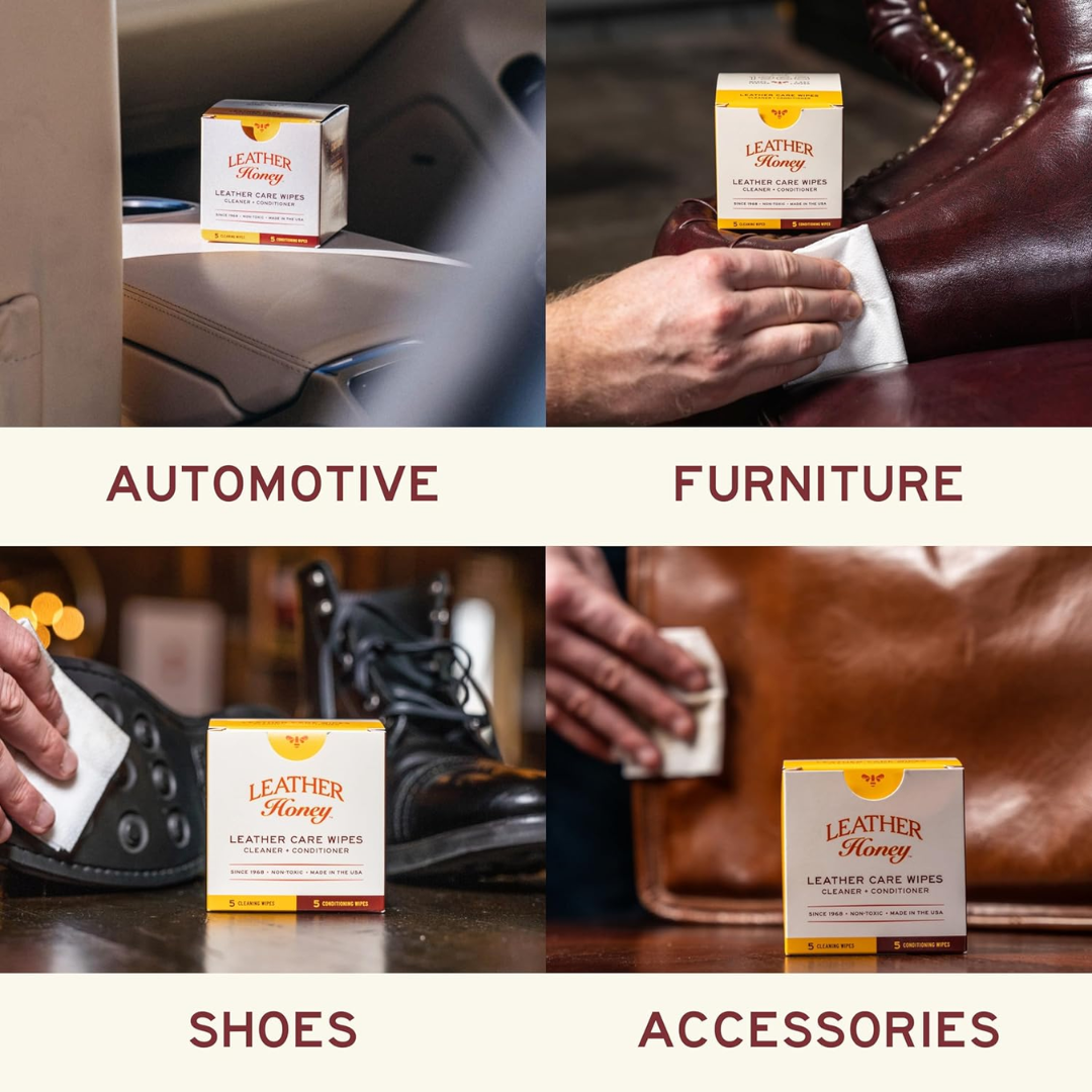 Leather Honey Care Wipes Cleaner + Conditioner, 10 Count