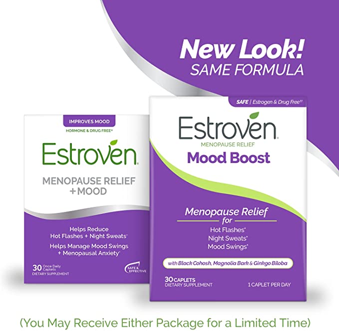 Estroven Menopause Relief + Mood Once-Daily Supplement, 30 Caplets PACKAGING MAY VARY