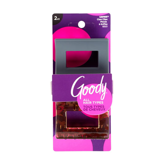 Goody Slide Proof Square Claw Clips, 2 Count
