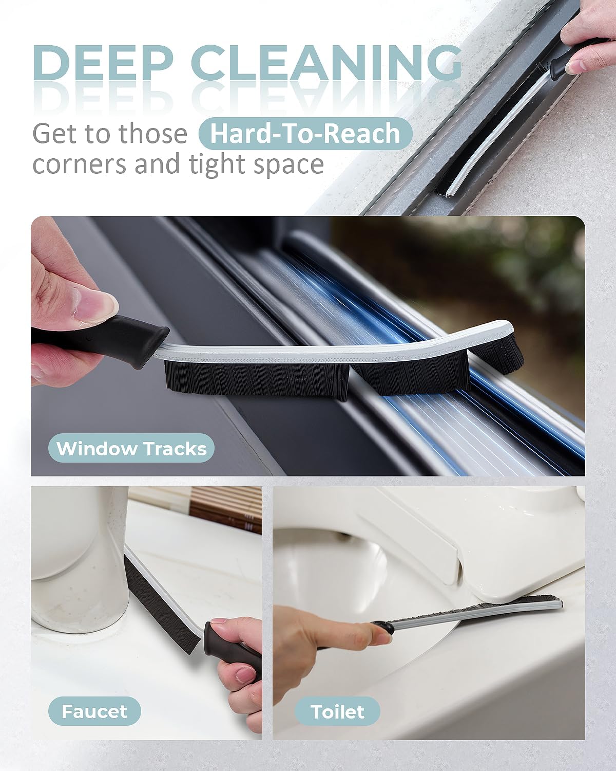 SXhyf Cleaning Brush Hard Bristle Crevice Cleaning Black Handle, 3 Count