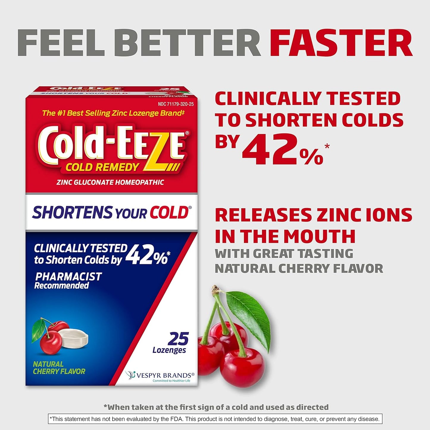 Cold-Eeze Shortens Your Cold Natural Cherry Flavor 25 Lozenges