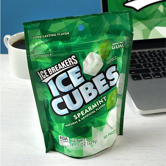 Ice Breakers Ice Cubes Spearmint Natural & Artificial Flavor 8.11 Oz (229g) 100 Pieces