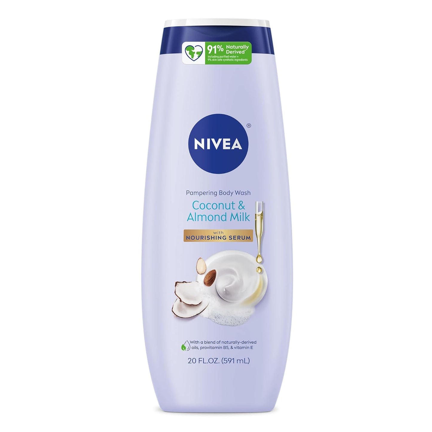NIVEA Coconut & Almond Milk Pampering Body Wash, 591 ml / 20 fl oz