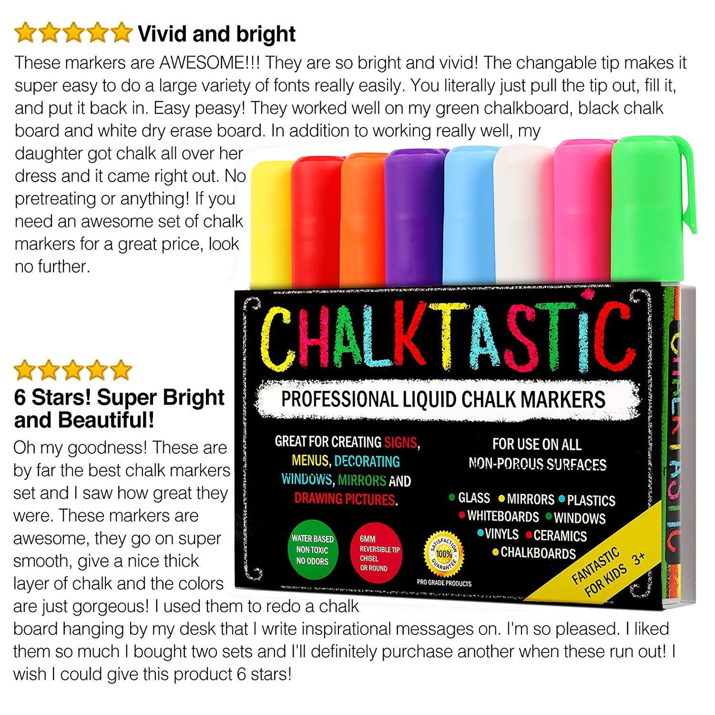Chalktastic Chalk Markers by Fantastic Best for Kids Art, Chalkboard Labels, Menu Board Bistro Boards, 8 Glass Window Markers