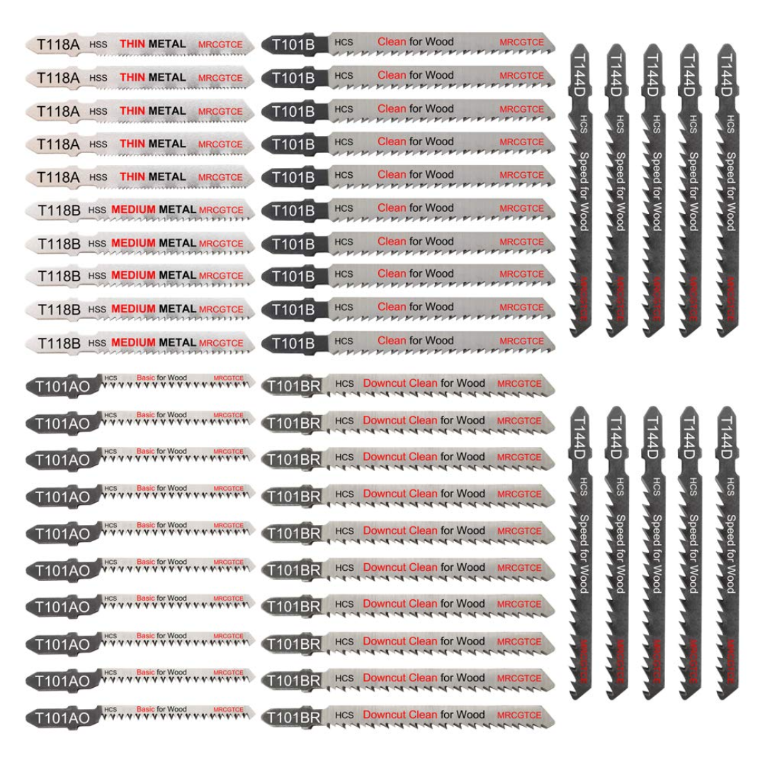MRCGTCE 50-Piece Contractor Jigsaw Edge Refill Set, Assorted T-Shank Refill with Storage Case