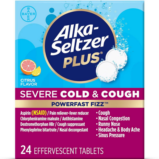 Alka-Seltzer Plus Citrus Flavor, 24 Effervescent Tablets