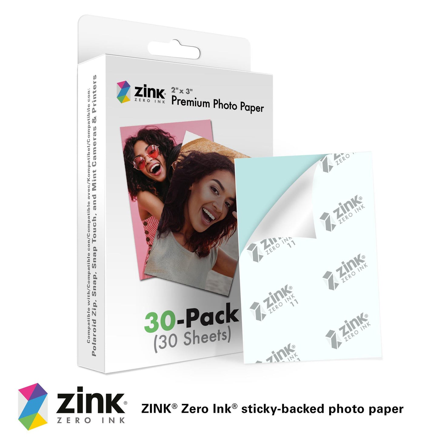 Zink Photo Paper 2x3 (30 Pack), Compatible with Snap Touch, Zip & Mint Cameras