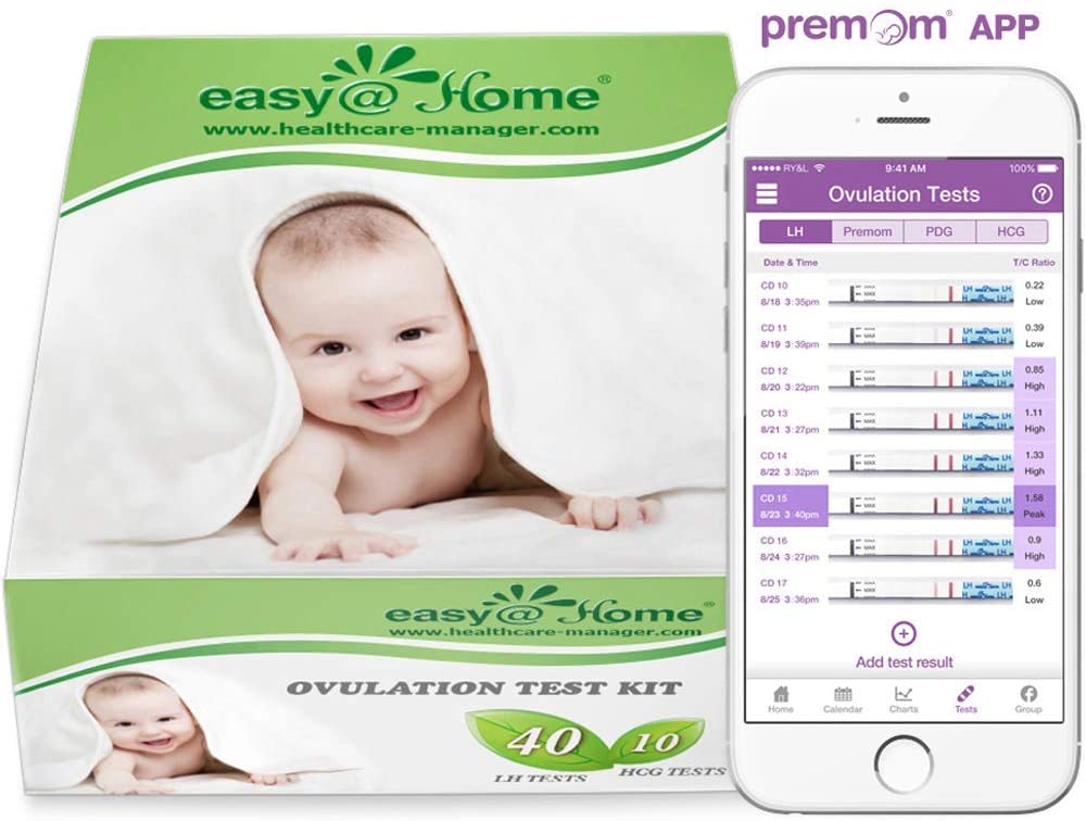 Easy at Home Ovulation Test Kit 40LH +10HCG, Powered by Premom App