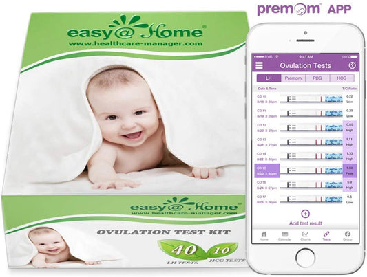 Easy at Home Ovulation Test Kit 40LH +10HCG, Powered by Premom App