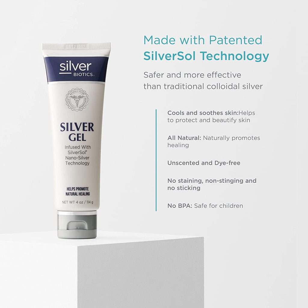 Silver Biotics Silver Gel Infused with SilverSol, Nano-Silver Technology, 4 oz. / 114g