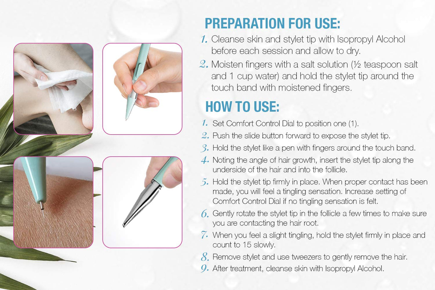 Clean + Easy Personal Non-Laser Personal Electrolysis for Face + Body Removes Unwanted Hair for Home Use