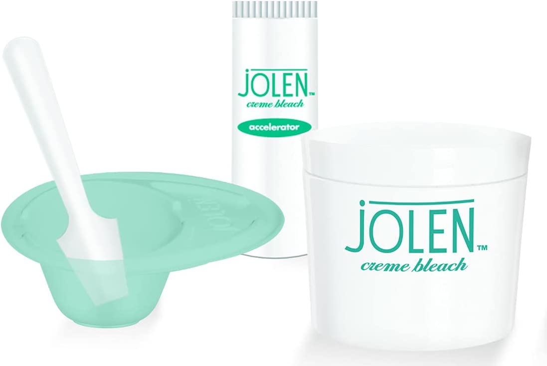 Jolen Creme Bleach Lightens Dark Hair Mild Formula Plus Easy Mix Cup 30 mL
