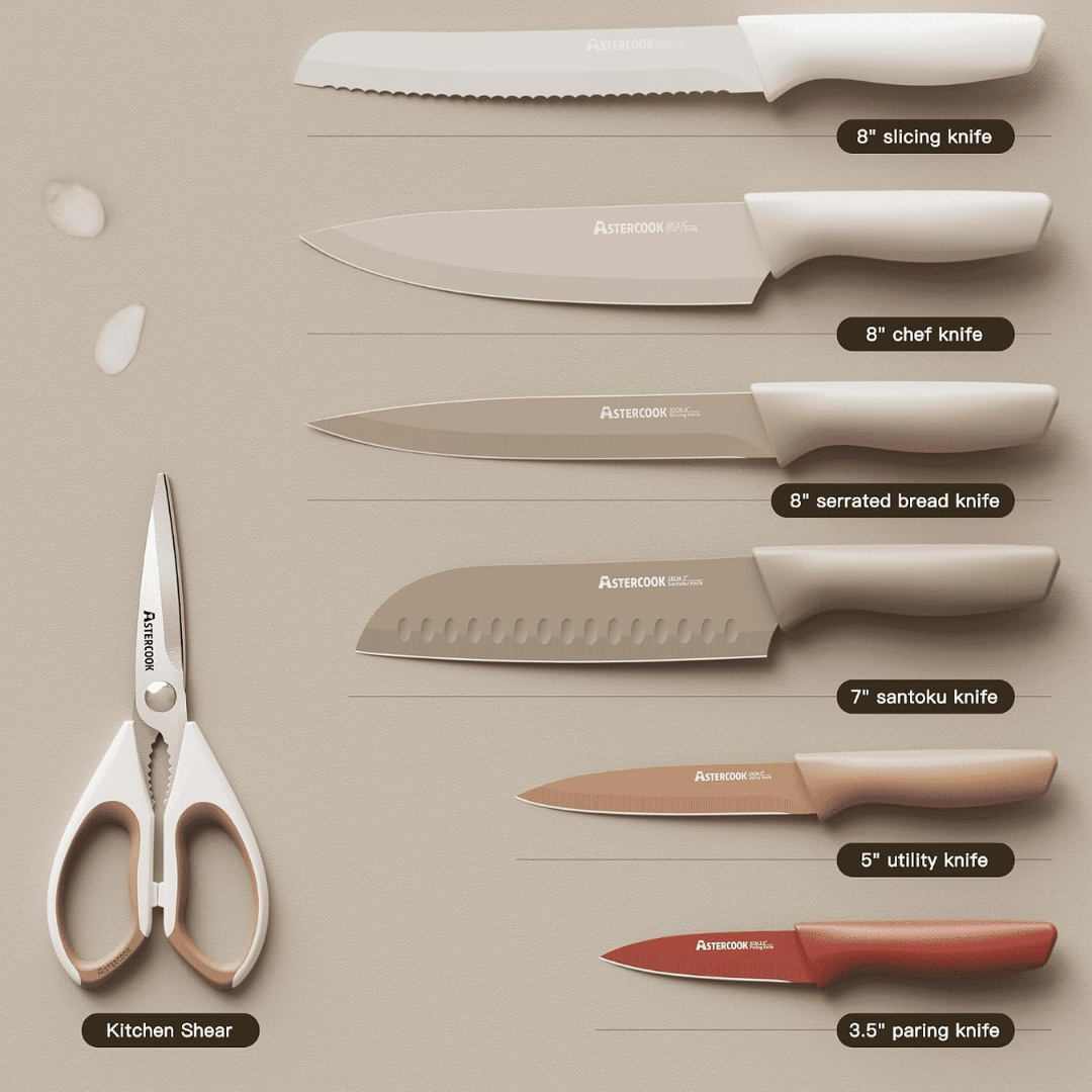 Astercook 13-Pieces Kitchen Knives Set with Sheath