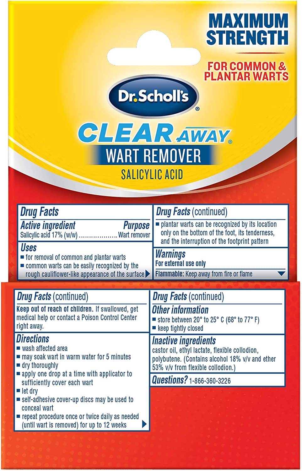 Dr. Scholl's Clear Way Wart Remover for Common & Plantar Warts 1/3 FL OZ 9.8ml (NO BOX)