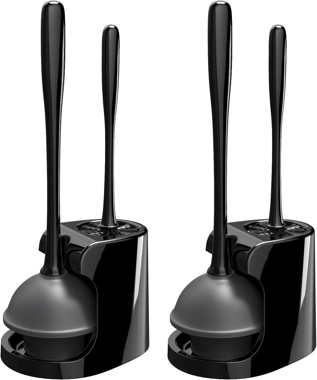 MR.SIGA Toilet Plunger and Bowl Brush Combo for Bathroom Cleaning Black, Pack Of 2