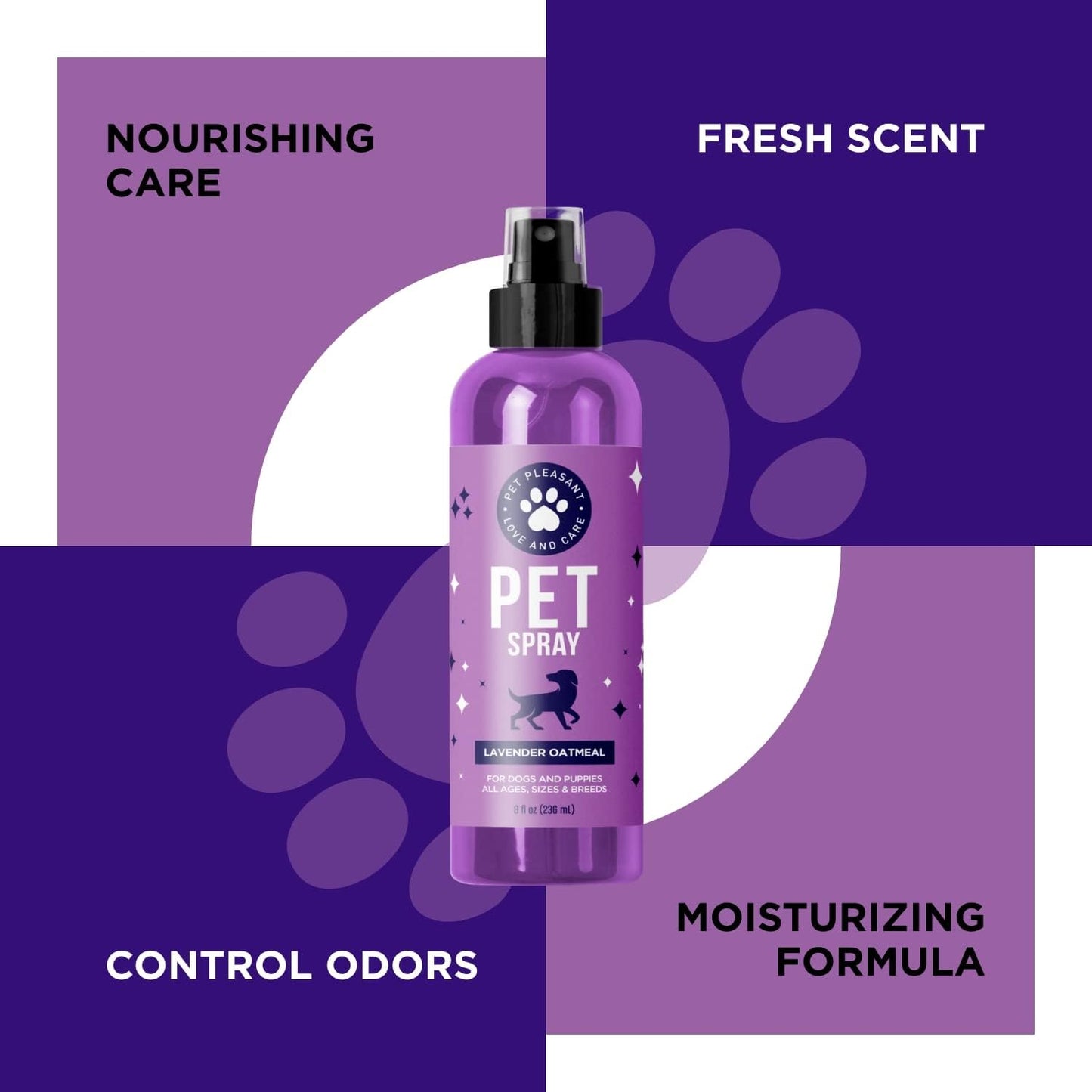 Pet Pleasant Love & Care - Pet Spray Lavander Oatmeal Pet Deodorant Spray 8fl oz. / 236ml