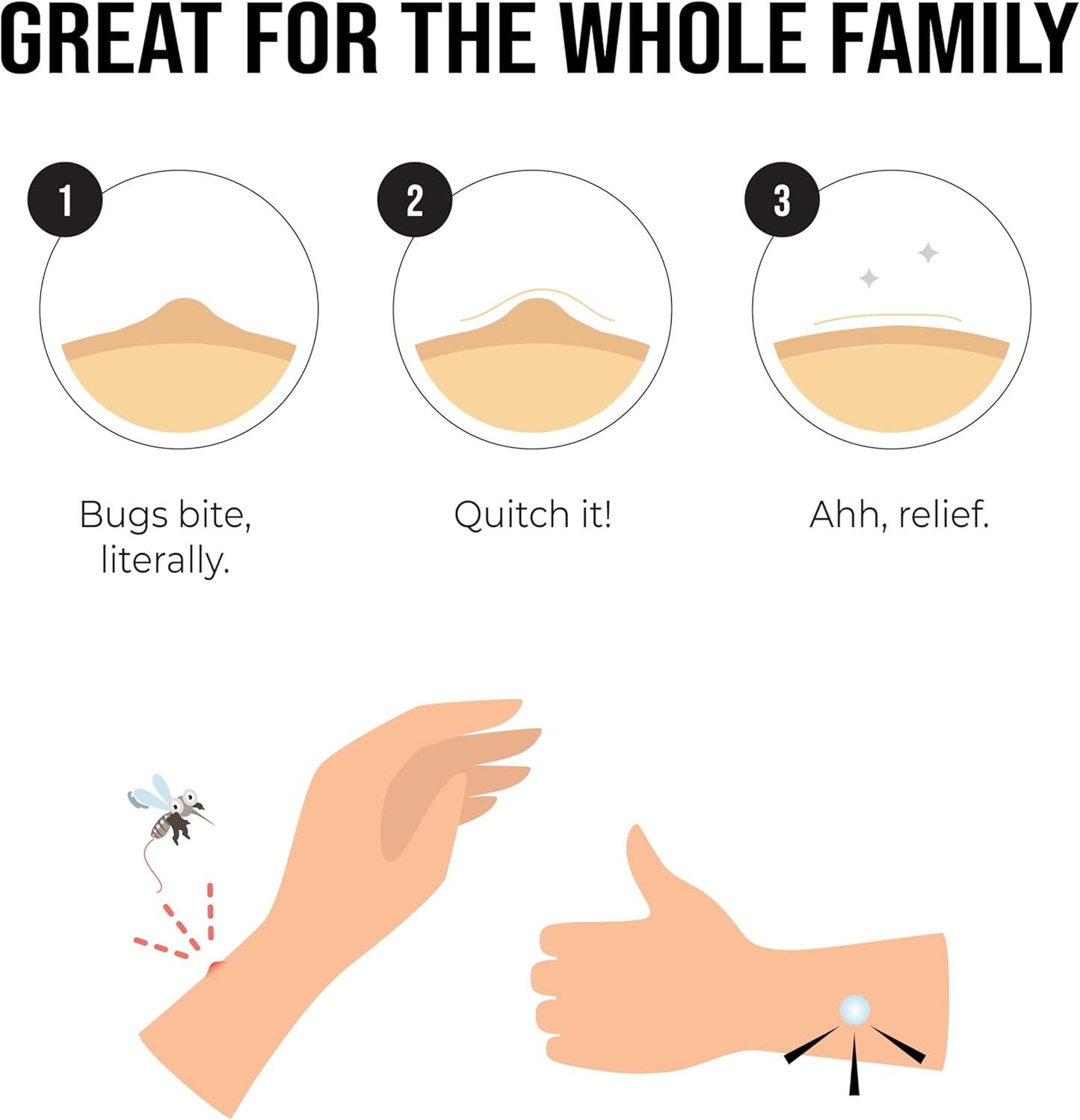 Quitch Bug Bite Relief with Aloe & Witch Hazel, 27 Transparent Stickers