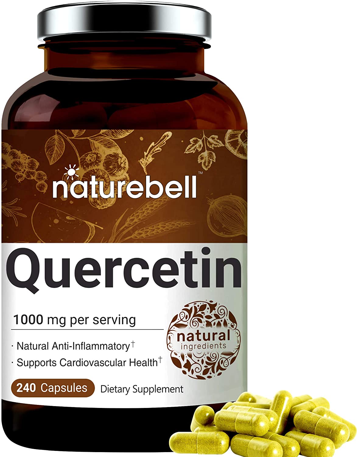 EXP 09/2025 NatureBell Quercetin 1000mg Per Serving, Supports Cardiovascular Health & Immune System, 240 Capsules