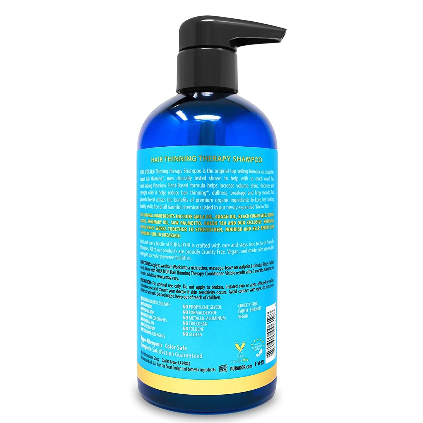 PURA D'OR Biotin Shampoo Imported from the USA VANILLA LAVENDER Scent (16 oz) w/Argan Oil