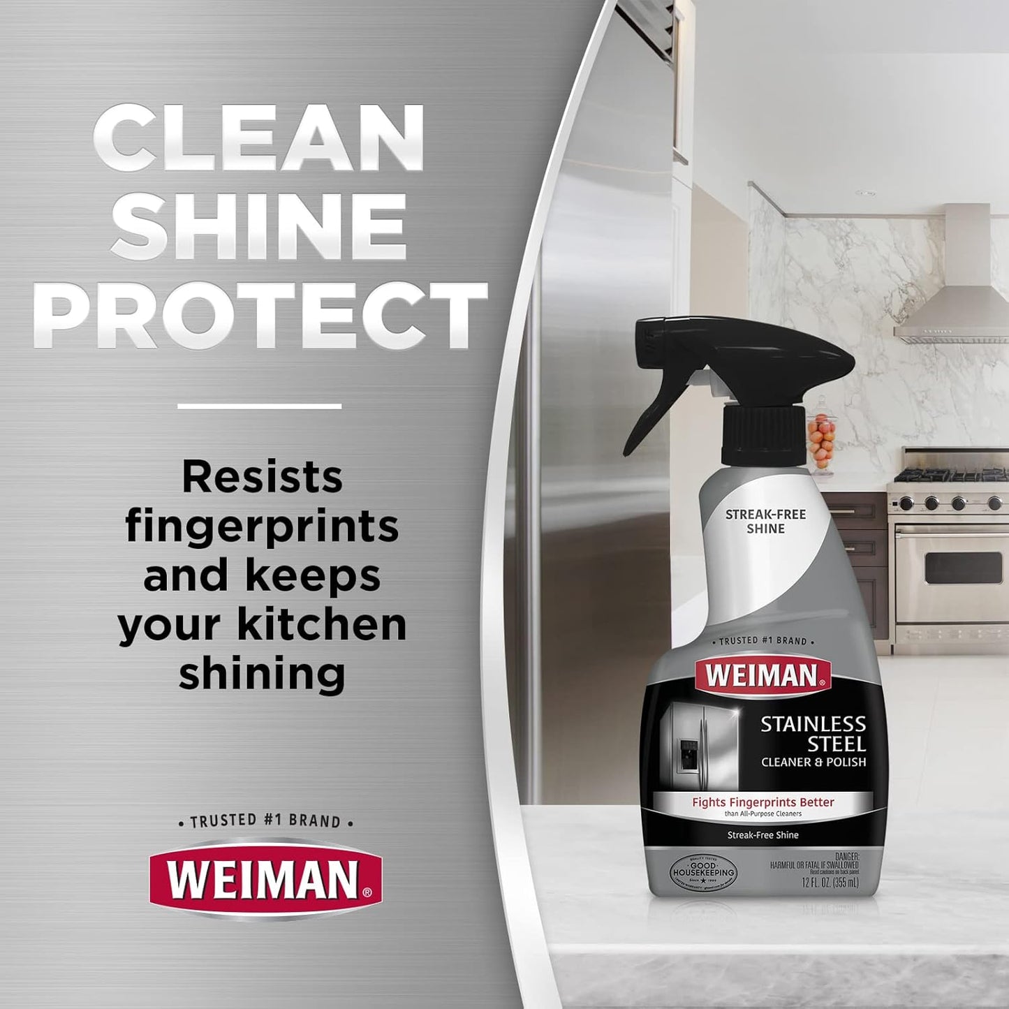 Weiman Stainless Steel Cleaner and Polish Fights Fingerprints With Micofiber Cloth 22 fl oz / 651 mL