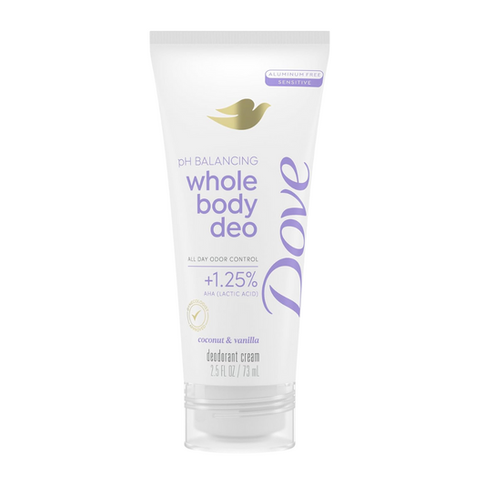 Dove Whole Body Deo Invisible Cream for Odor Ontrol Coconut & Vanilla, 73 ml / 2.5 fl oz